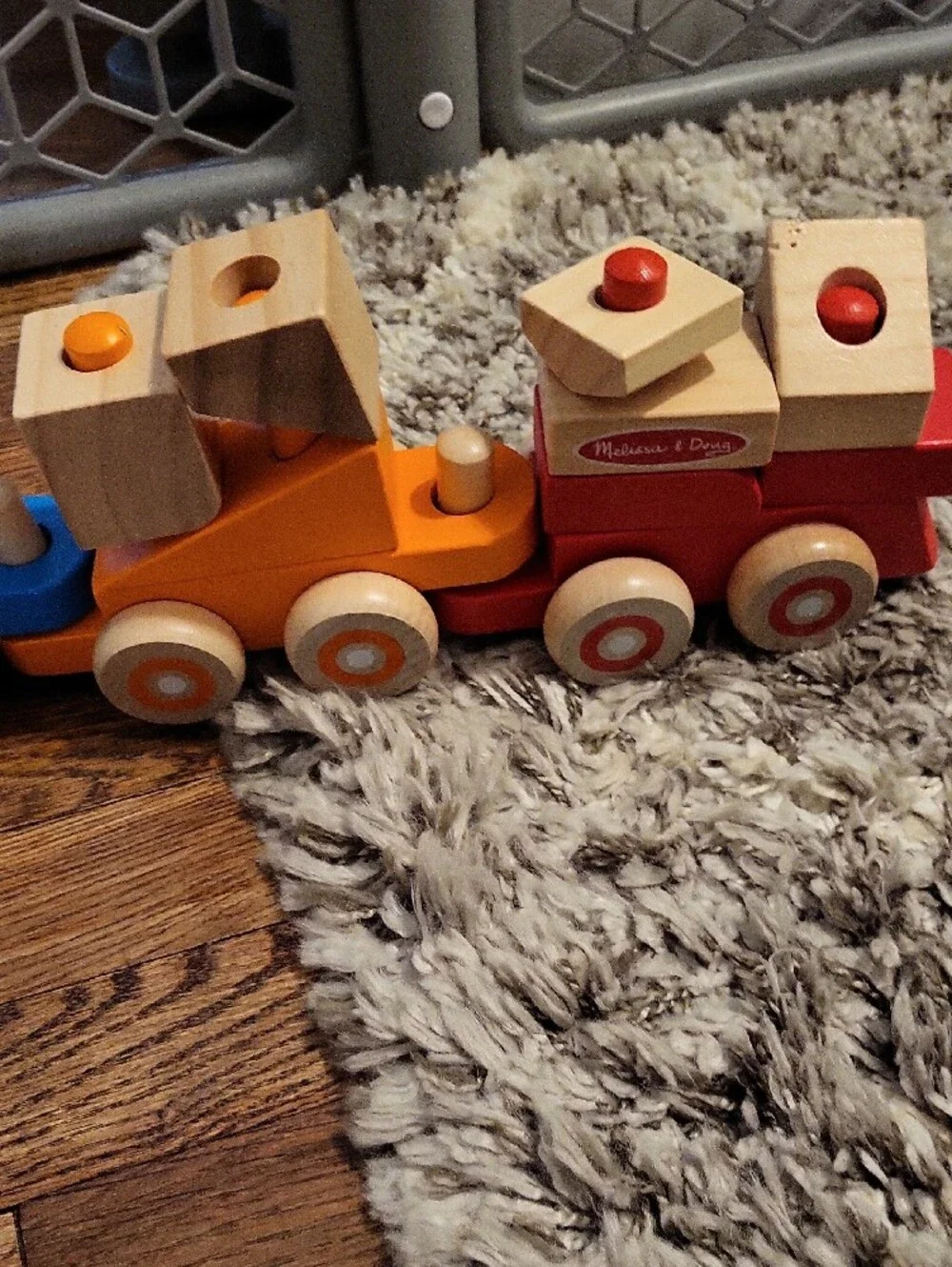 Melissa & Doug Wooden Rainbow Train - Red Orange Yellow Green Blue Purple Cream